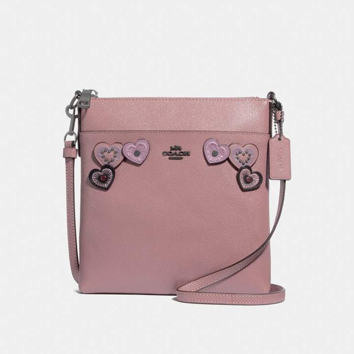 Coach New YorkCoach Messenger Crossbody With Heart Applique - DUSTY ROSE/BLACK COPPER - STYLE