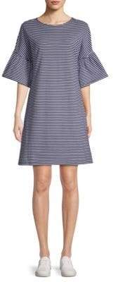 Stripe Bell-Sleeve Cotton T-Shirt Dress
