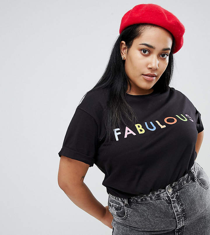 boyfriend t-shirt with rainbow fabulous print