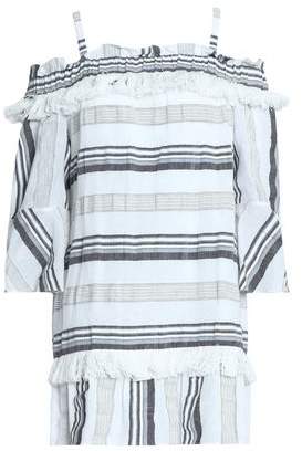 Cold-Shoulder Striped Cotton Linen And Ramie-Blend Mini Dress