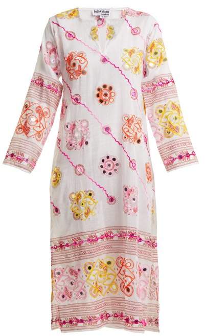 Sequin-embellished embroidered cotton dress