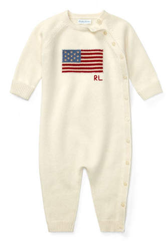 Knit Flag Coverall, Size 3-9 Months