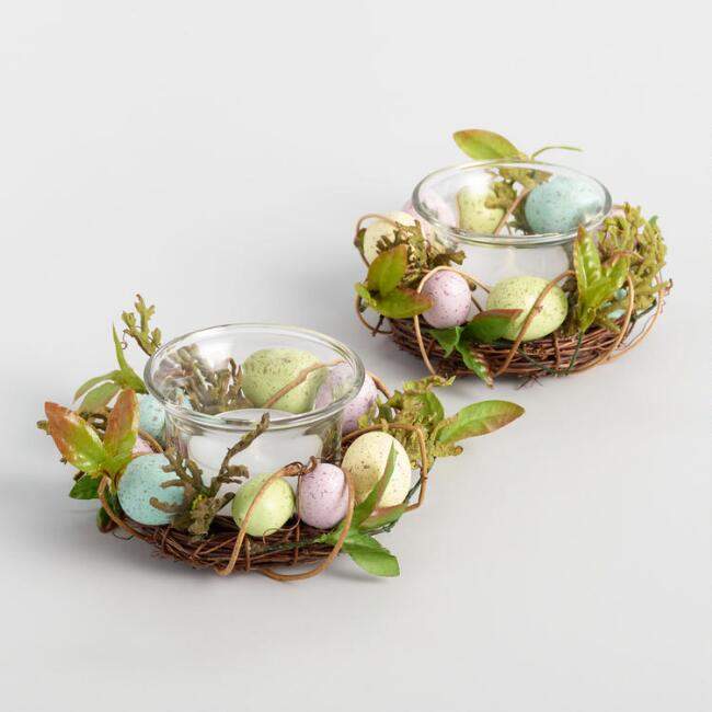 Egg Nest Tealight Candle Rings Set of 2