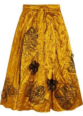 Kalmar Embellished Crushed-Satin Midi Skirt