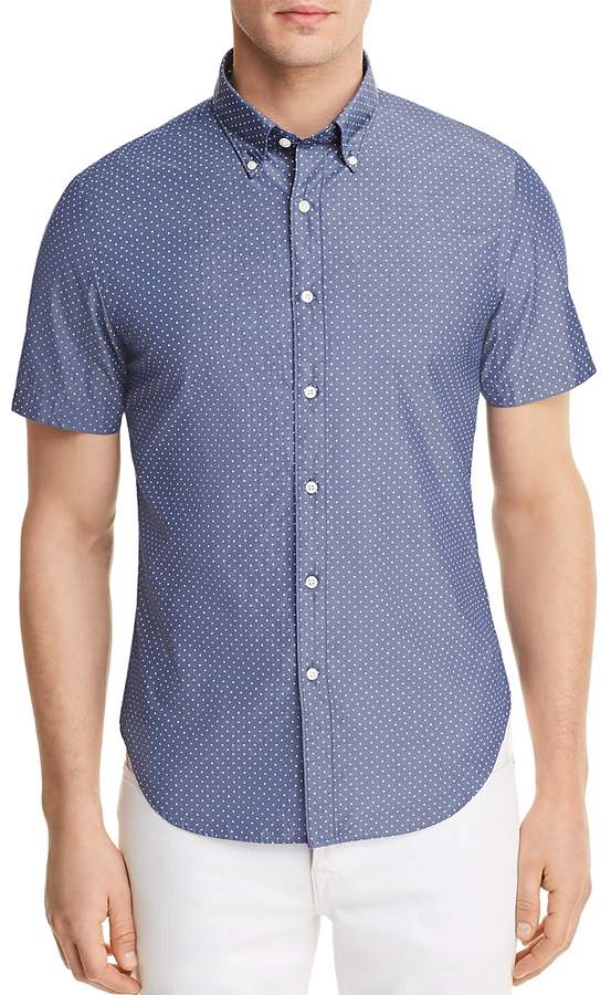The Men's Store At Bloomingdale's The Men's Store at Bloomingdale's Dotted Short Sleeve Button-Down Shirt - 100% Exclusive