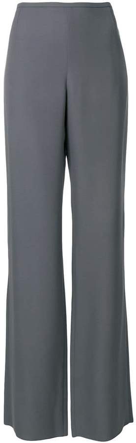 high-waisted flared trousers