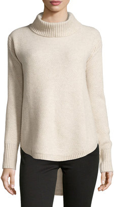 Neiman Marcus Cashmere Turtleneck Pullover Sweater, Oatmeal