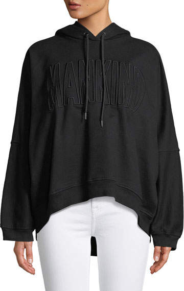 High-Low Dolman Embroidered Hoodie