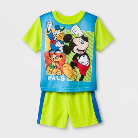 Mickey Mouse Toddler Boys' Mickey Mouse 2pc Poly Pajama Set - Green/Blue