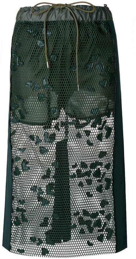 lace-embroidered midi skirt