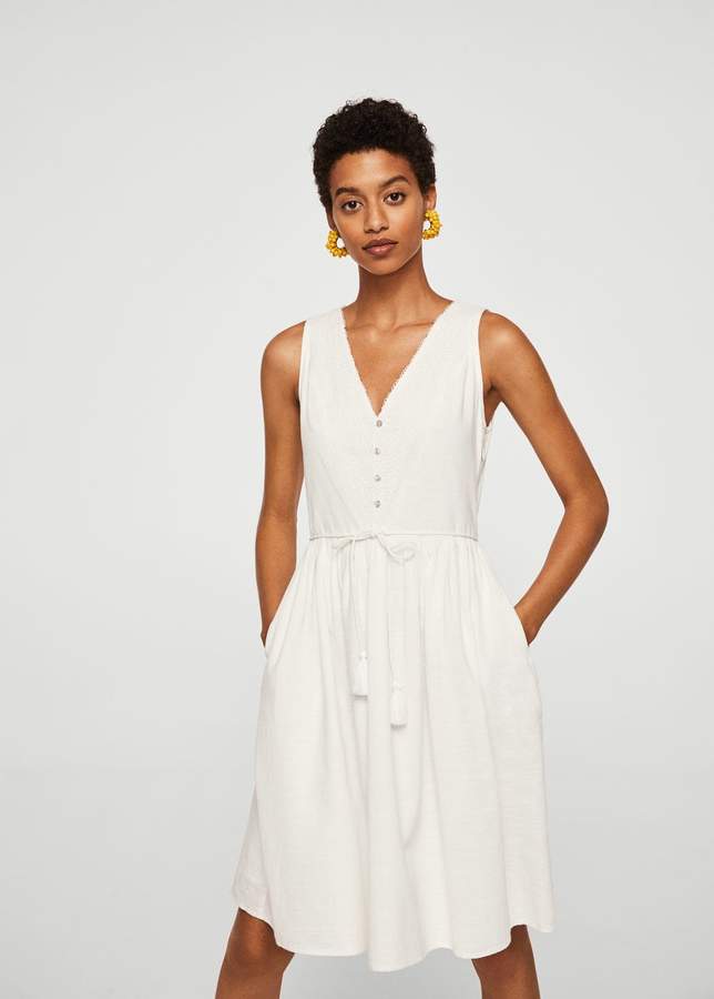 Kleid mit besticktem Einsatz