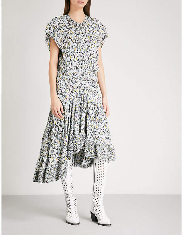 Floral-print dropped-waist georgette dress