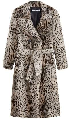 Leopard faux-fur coat