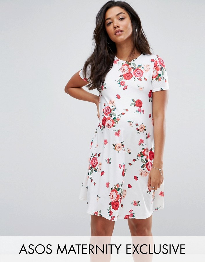 Maternity Swing Dress in Floral Print