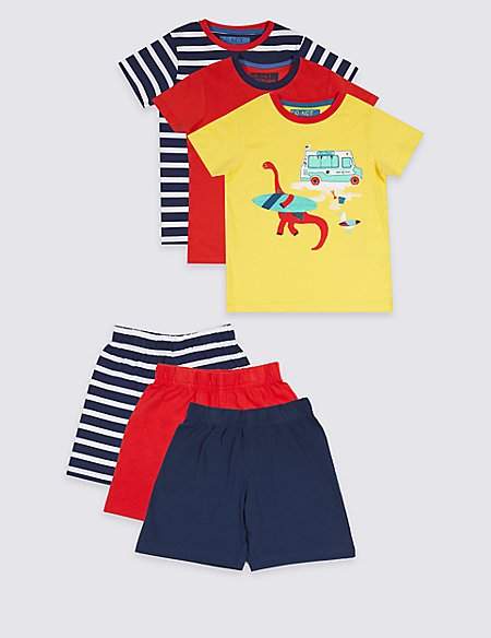 3 Pack Pure Cotton Pyjamas (1-7 Years)