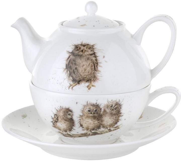 Wrendale Tea For One With Saucer (owls) By Royal Worcester