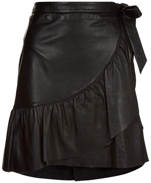 Ruffle Leather Skirt