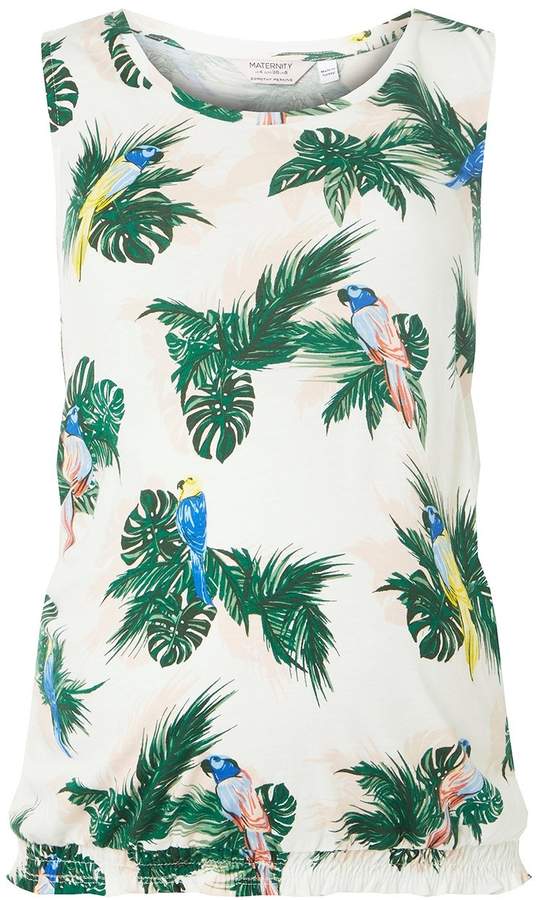 **Maternity Ivory Shirred Parrot Vest