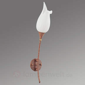 Rostfarbene Wandleuchte Livia mit floralem Schirm
