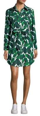 Silk Leaf-Print Dress