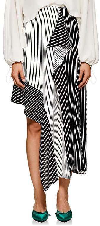 Women's Asymmetric Striped Crepe Midi-Skirt