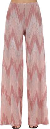M Missoni FLARED INTARSIA LUREX KNIT PANTS