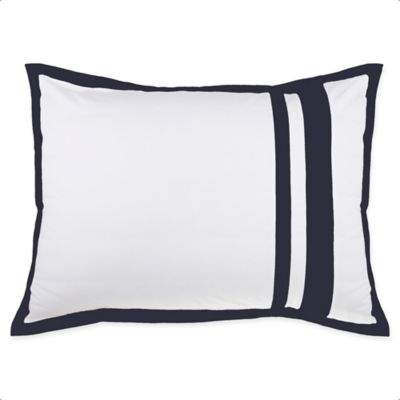 Hotel Border MICRO COTTON® Standard Pillow Sham in White/Navy