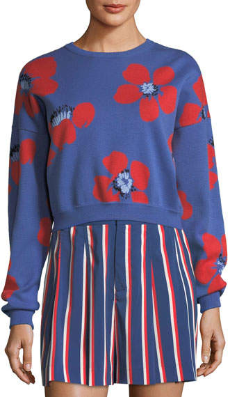 Leena Floral-Print Crop Sweatshirt