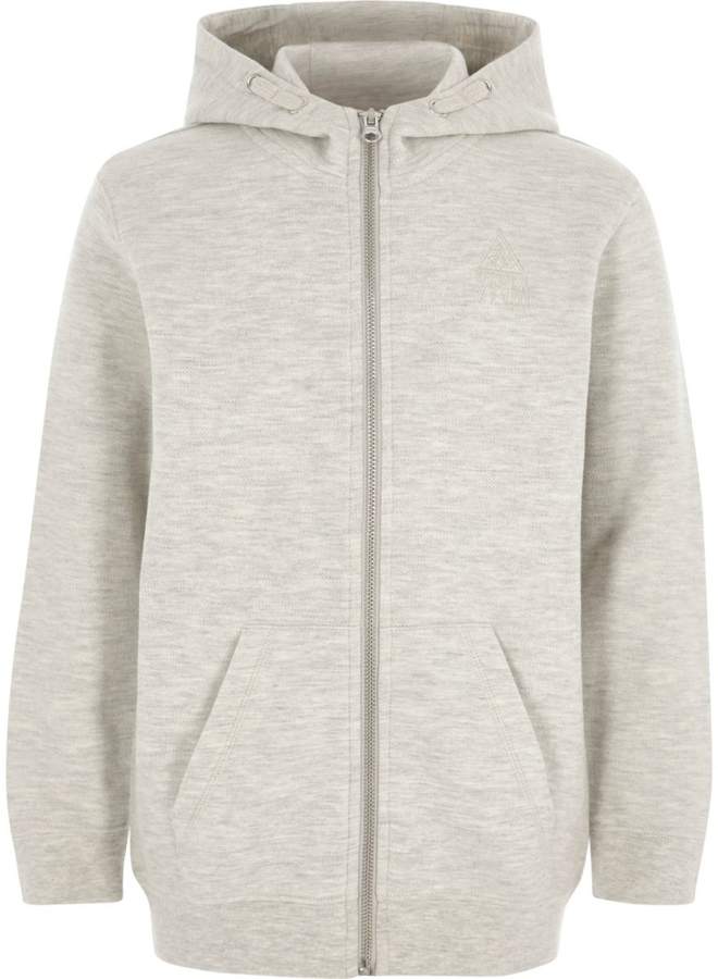 Boys Grey zip-up pique hoodie