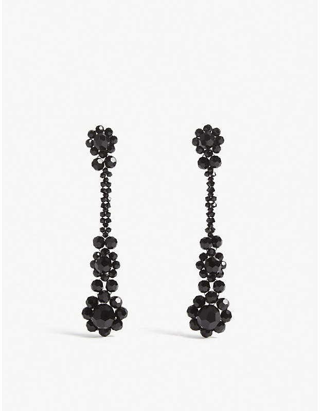 Victorian beaded drop stud earrings