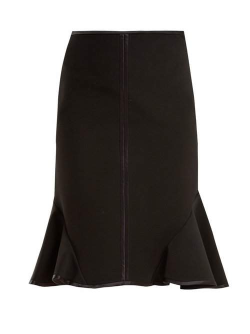 Ruffle-trimmed stretch-crepe skirt