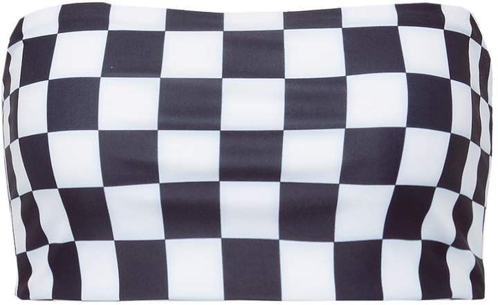 Abysse 'Bardot' checkerboard bandeau top