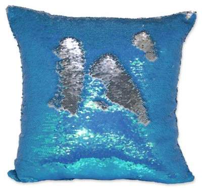 Sequin Mermaid Square Throw Pillow in Teal