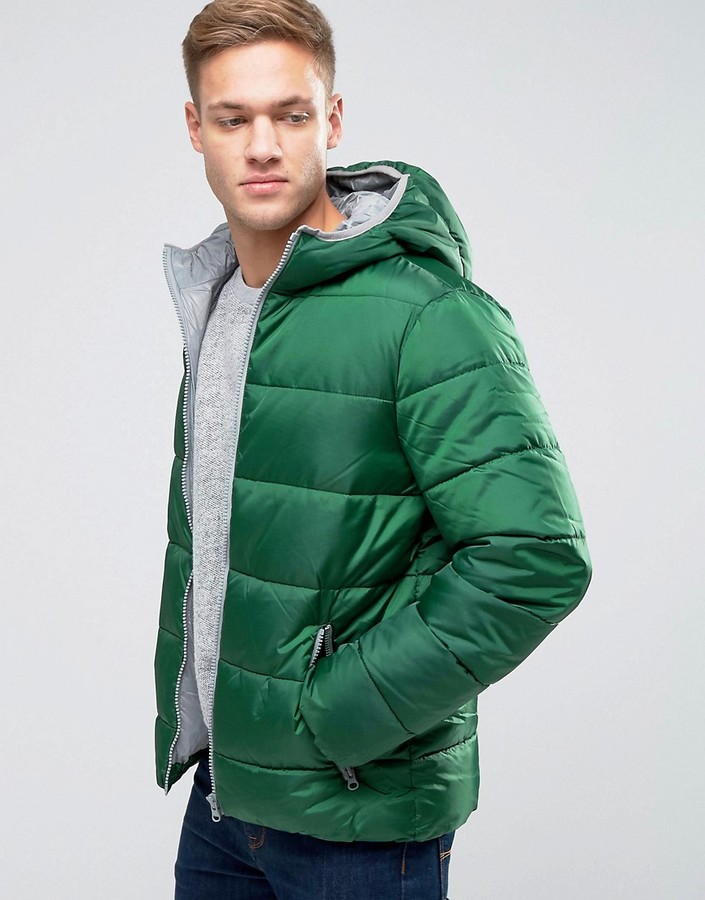 Benetton Padded Jacket With Hood - ShopStyle.co.uk Men