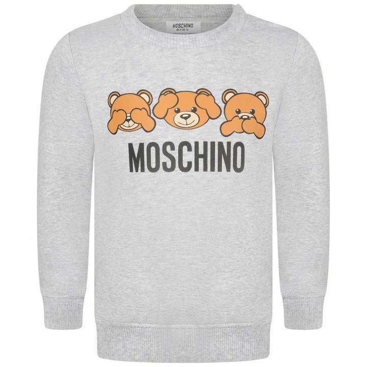 MoschinoGrey Teddy Print Baby Sweater