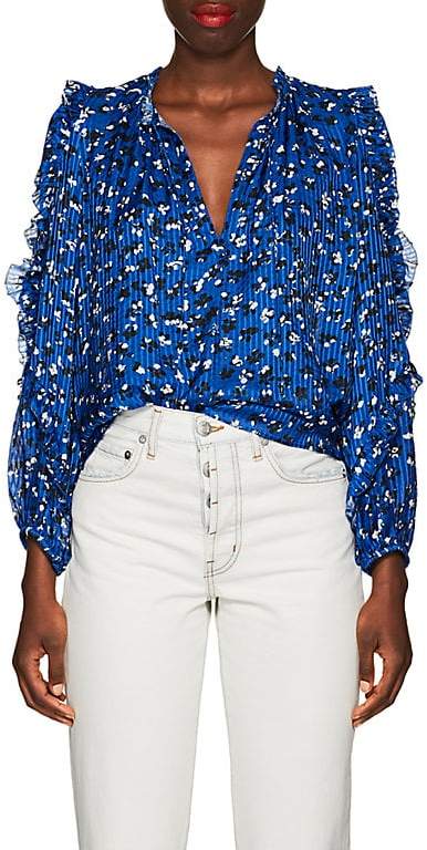 Women's Lilian Floral Striped Silk Blouse