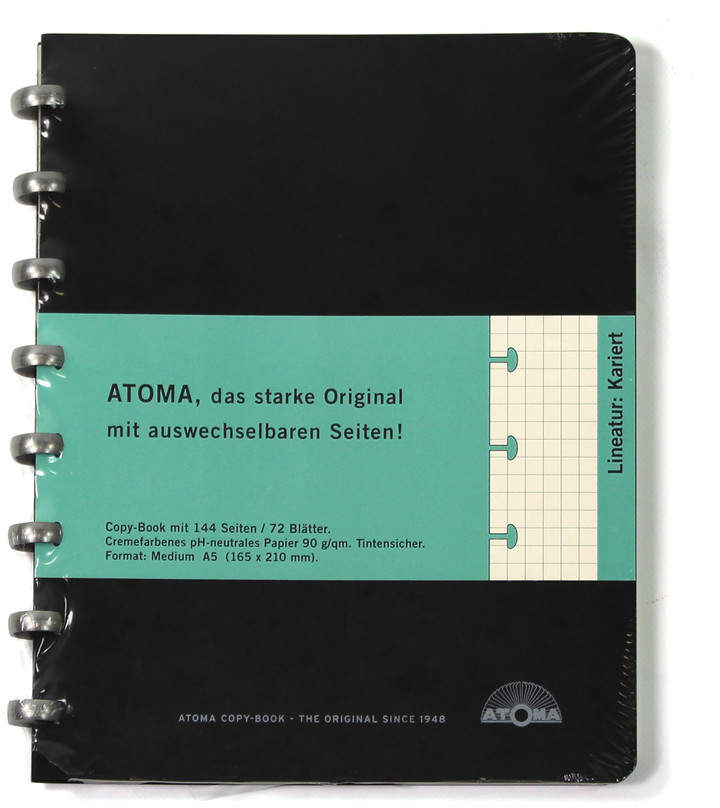 atoma - Classic Alu Notizbuch Kariert 165 x 210, Schwarz