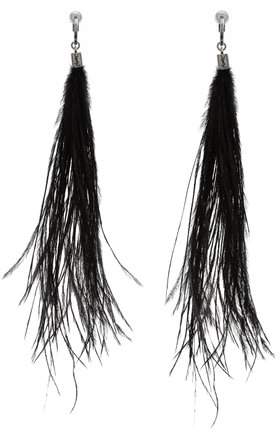 Long ostrich-feathered earrings