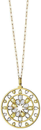 18K Gold Yellow Sapphire & Rock Crystal Kaleidoscope Pendant Necklace