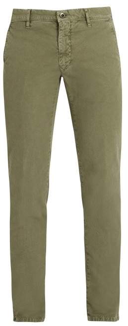 Slim-leg cotton-blend twill trousers
