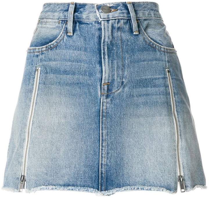 frayed edge denim skirt