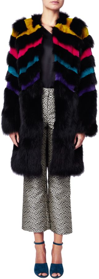 Matthew Williamson Rainbow Black Fox Fur Coat - ShopStyle.co.uk Women