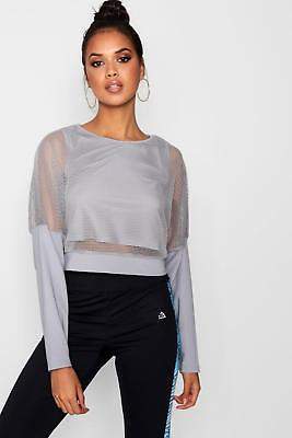 Lucy Fit Mesh Slash Neck Long Sleeve Top