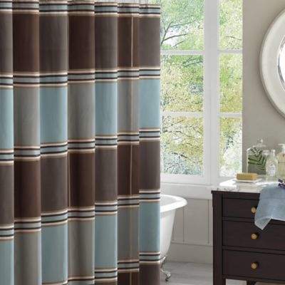 Buy Madison Park Lincoln Park Jacquard Shower Curtain in Blue!