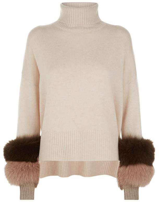 Izaak Azanei Fur Cuff Cropped Sweater