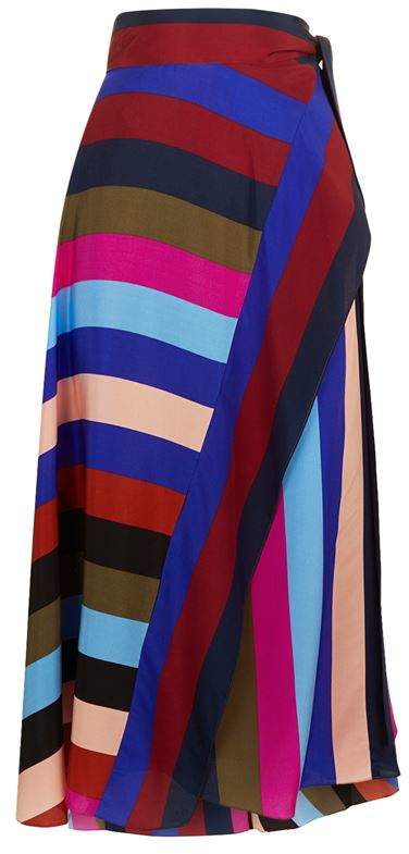 Striped Silk Wrap Skirt