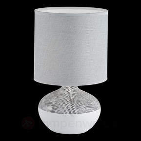 Zeitlos schöne Tischlampe Norwich grau-weiß