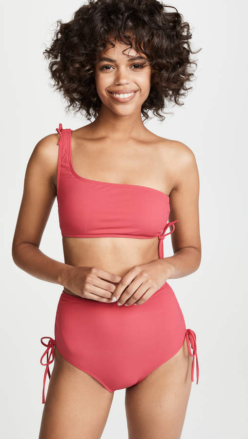 Peony Swimwear Ruched One Shoulder Bikini Top