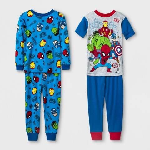 Toddler Boys' Super Heroes Cotton Pajama Set - Blue