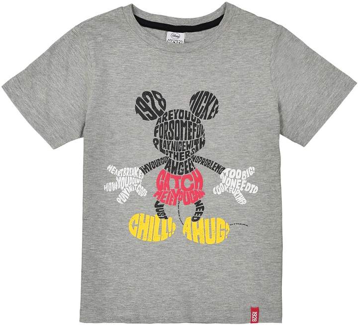 MICKEY MOUSE Plain Long-Sleeved Crew Neck T-Shirt